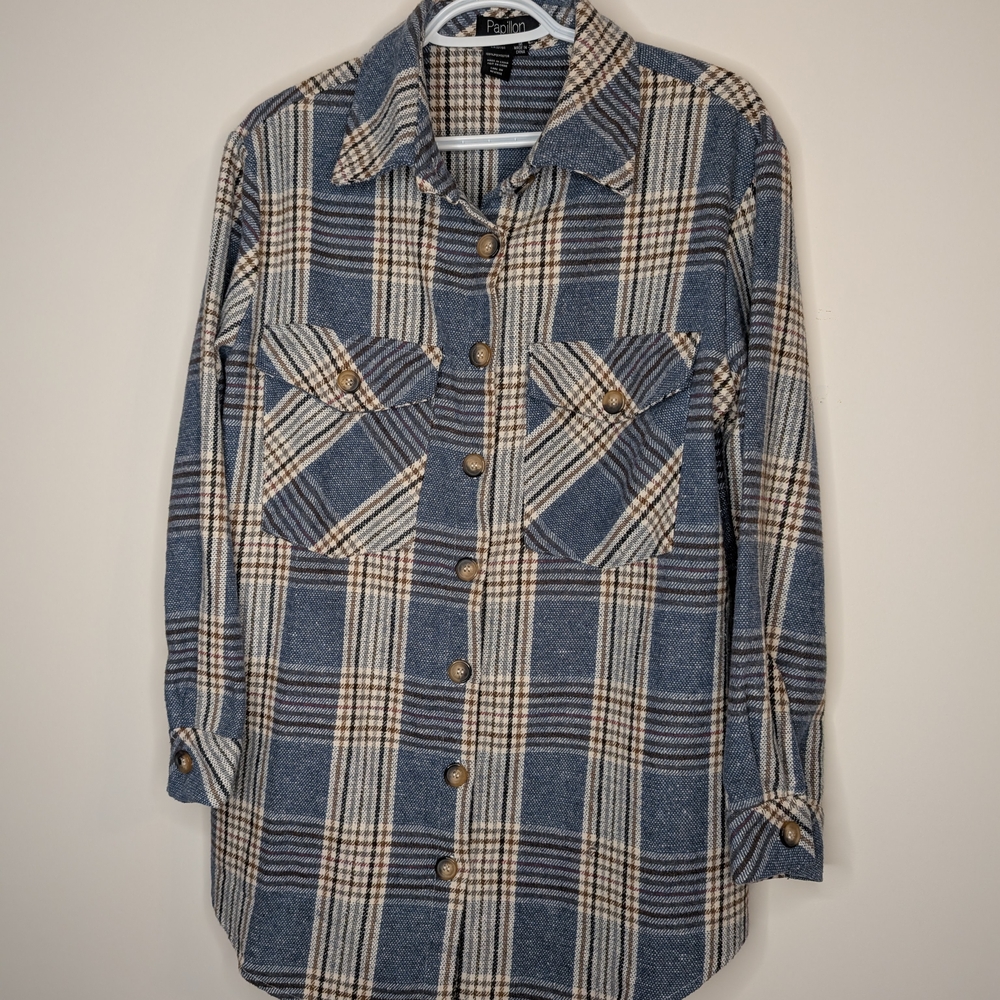 Papillon Blanc Blue and Brown Utility Jacket